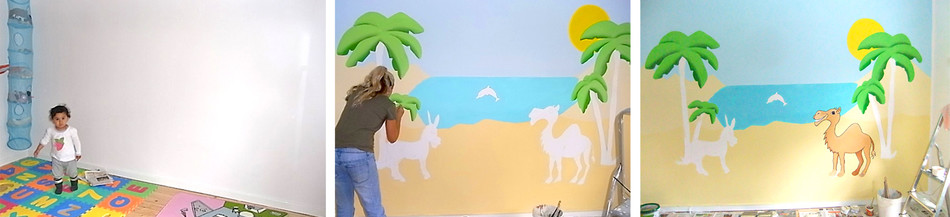Wandbemalung und Wandgemälde für Kinderzimmer: Sweetwall. Wandmalerei für das Kinderzimmer, die KiTa, den Kindergarten oder die Kinderarztpraxis.