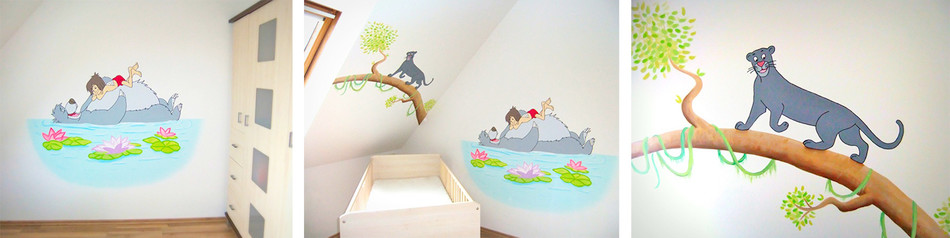 Sweetwall: Babyzimmer Wandmalerei Baghira, Mogli & Balu